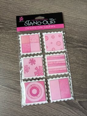 ❤️$1 Provo Craft Stand-Outs Christina Cole Stickers "Pink Stamps"
